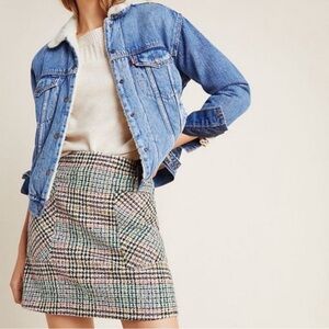 Anthropologie Maeve Bijou Plaid Mini Skirt